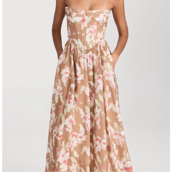 Bardot Dresses & Skirts - Bardot Lola Corset Strapless Floral Dress in Pink and Cream
